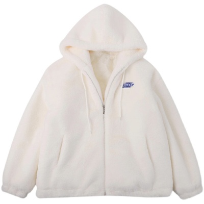 韩版仿水貂绒短款连帽皮草外套女