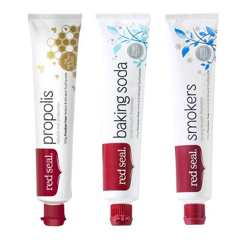 redseal红印新西兰净白牙膏清口低泡无氟含氟去黄护龈薄荷100g*3