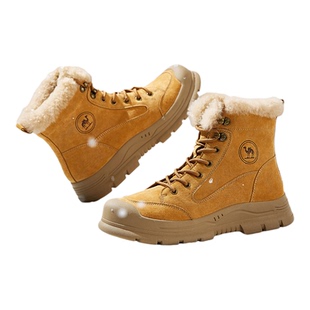 骆驼男鞋2025冬季工装雪地靴女登山靴防滑东北防寒加绒保暖棉鞋男