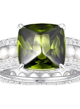 apm卡其色方形珍珠戒指