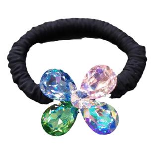 米龙原创设计轻奢K9大水晶四叶草马尾辫丸子头盘发皮筋发圈头饰