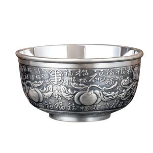 滇庆堂银碗999纯银碗筷勺三件套家用雪花银碗食品级足银宝宝餐具