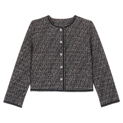 【2件8折】bash冬季法式小香风复古细闪肌理感短外套夹克1H23LEAN