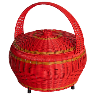 喜庆箩筐大号结婚嫁妆订婚满月进新房簸箕编制品喜箩一对手提篮