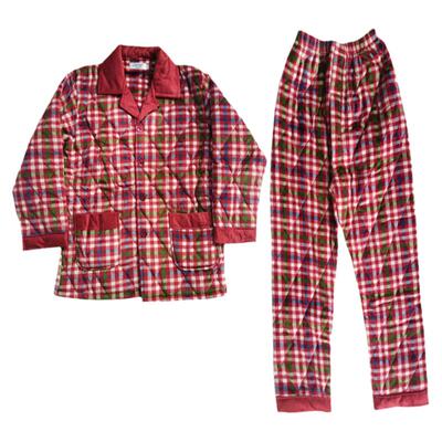 三层加厚可外穿保暖格子冬季睡衣