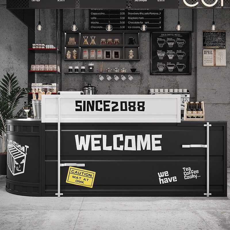 工业风酒吧吧台收银柜台奶茶烧烤店创意前台健身房台球馆夜店