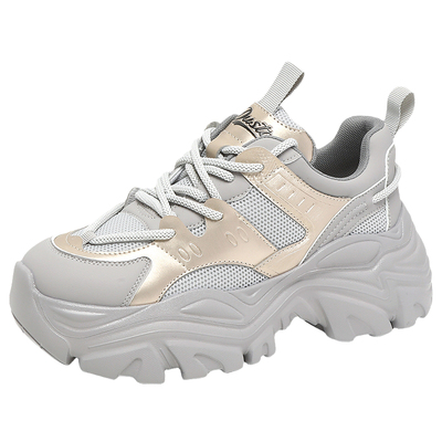 大东银色厚底老爹鞋透气网鞋