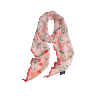 盈妹莓果之夏丨桑蚕丝乔其纱丝巾真丝飘带颈饰粉色高级感中秋礼物