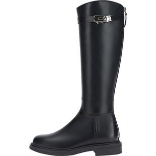 达芙妮长筒靴女2025新款秋冬金属锁扣高筒骑士靴女不过膝长靴女靴