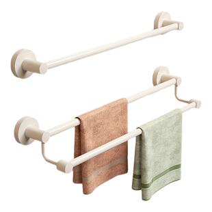 卫生间毛巾架304不锈钢白色浴室免打孔凉毛巾杆单杆双杆加长挂杆