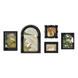 中古风挂画法式复古绿色客厅装饰画高级感沙发背景墙油画卧室壁画