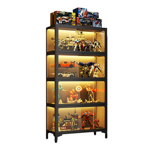 手办展示柜加高玻璃门铁皮储物柜痛柜模型陈列柜钢制防尘收纳柜子