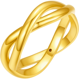 周六福黄金5d硬金戒指女款定价交织手饰简约几何戒指送新年礼物