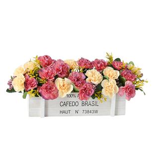 栅栏仿真花假花装饰客厅草编花篮干花束摆件摆设家居室内桌面花艺