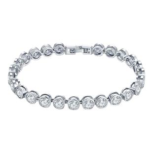 18K金进口莫桑石满钻网球泡泡手链纯银30分时尚大气镶钻手环订婚