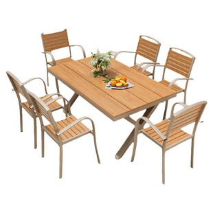 户外桌椅室外庭院茶桌咖啡厅防水休闲塑木餐桌阳台露台花园桌椅