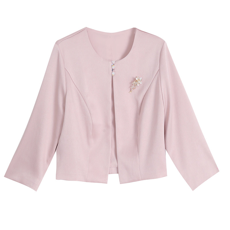 粉色婚宴妈妈旗袍礼服两件套