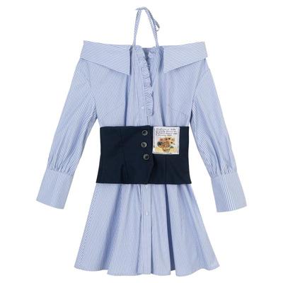 KEIKO韩系高智感一字露肩连衣裙