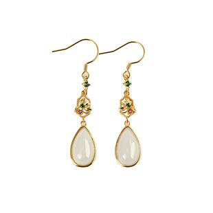 宫里上新和田玉耳饰女款冬季耳钉玉石耳坠古风耳环送妈妈生日礼物