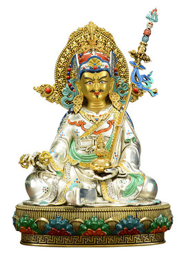 彩绘鎏金鎏银莲花生大士