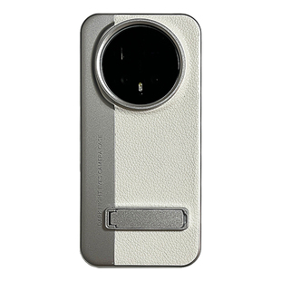 三只鱼【气质荔枝皮纹相机壳典雅白支架】适用于荣耀magic8pro/magic8手机壳新款网红防摔小众全包保护套男女