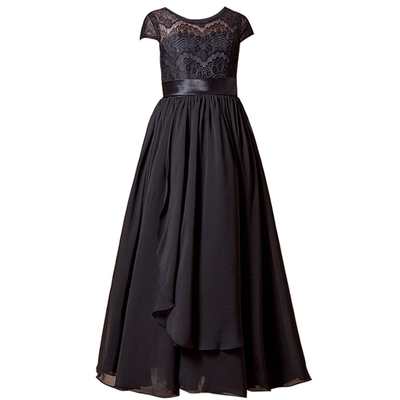 女童钢琴演出礼服长款雪纺公主裙