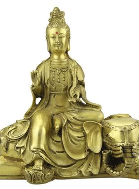 纯铜佛像文殊普贤菩萨摆件