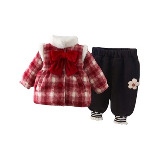 女童冬装套装2026新款儿童加绒洋气格子巨好看小女孩宝宝冬季时髦