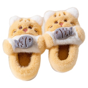 儿童棉拖鞋冬季女童男童包跟猫咪宝宝毛拖鞋室内家居保暖女孩棉鞋