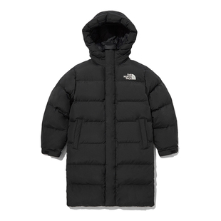 韩国北面 the north face 2024冬儿童防水长款保暖连帽拉链羽绒服