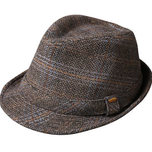 mrduck伯明翰 经典复古人字纹羊毛呢礼帽男冬英伦绅士帽 爵士帽子