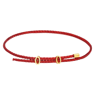 可调节手链可穿3D硬金黄金转运珠2mm细款防水钢丝绳手绳红色手串