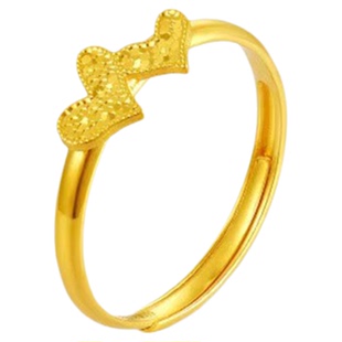 老凤祥黄金碎碎冰戒指女2025新款足金爱心开口指环生日礼物送女友