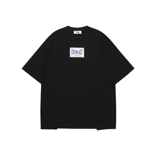 美国EVERLAST拳击训练短袖t恤女宽松后开叉健身上衣运动瑜伽罩衫