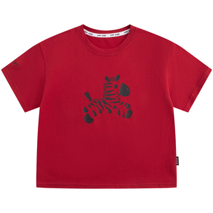 小象汉姆童装男童短袖T恤儿童红色上衣马年衣服新年2026夏装新款