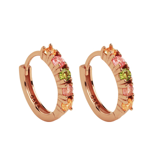 天然碧玺纯银耳环女宝石耳圈耳扣多巴胺彩色彩宝耳钉水晶旺财耳饰