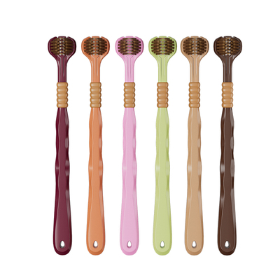 马卡龙色成人软毛三面牙刷