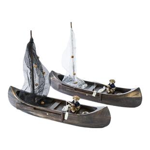 实木实心乌篷船江南水乡船手工实木船模造景可下水渔家装饰小木船