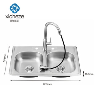 跨境货源不锈钢8050双大双加厚厨房槽洗菜拉丝盆厨房美式水槽水槽