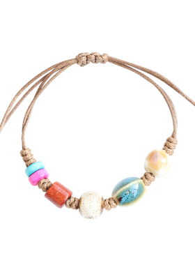 景德镇瓷珠手链陶瓷手串串珠编织手绳文艺复古百搭情侣闺蜜首饰品