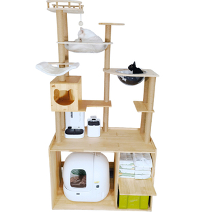 霍曼CATLINK全自动智能猫砂盆厕所上可放上置物大型全实木猫爬架