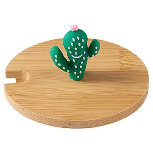 马克杯盖子通用杯子盖配件玻璃水杯防尘竹木盖圆形陶瓷有孔茶杯盖