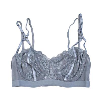 性感蕾丝灰色双肩带文胸女2.18L81758聚拢上托收副乳透气美背内衣