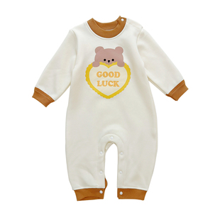 女童婴儿加绒哈衣新生宝宝加厚保暖秋冬连体衣男童初生儿爬服睡衣