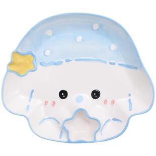 好看的饺子盘可爱带醋碟精致小吃盘子早餐盘分格盘陶瓷餐具高颜值