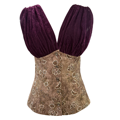 进口丝光感印花复古丝绒内搭背心