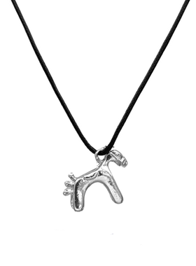 彩色珐琅滴釉立体小马吊坠项链可爱童趣choker可随意打结项链配饰