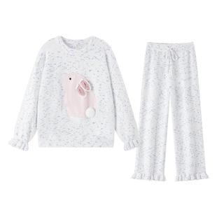 BE半边绒睡衣女冬季奶fufu珊瑚绒秋冬款家居服可外穿冬天加绒加厚