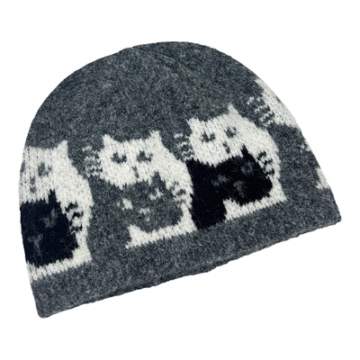 韩国可爱猫咪提花针织帽女含羊毛秋冬百搭毛线帽子弹力显脸小冷帽