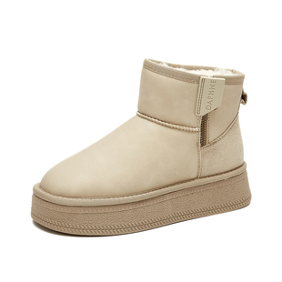 达芙妮加绒雪地靴2025新款爆款冬季厚底增高皮毛一体东北棉鞋女款